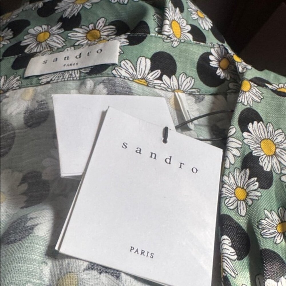 Dress  Polka-dot  Floral-print  Linen-blend  Ruched  Pleated back  Partially ela - Picture 12 of 15